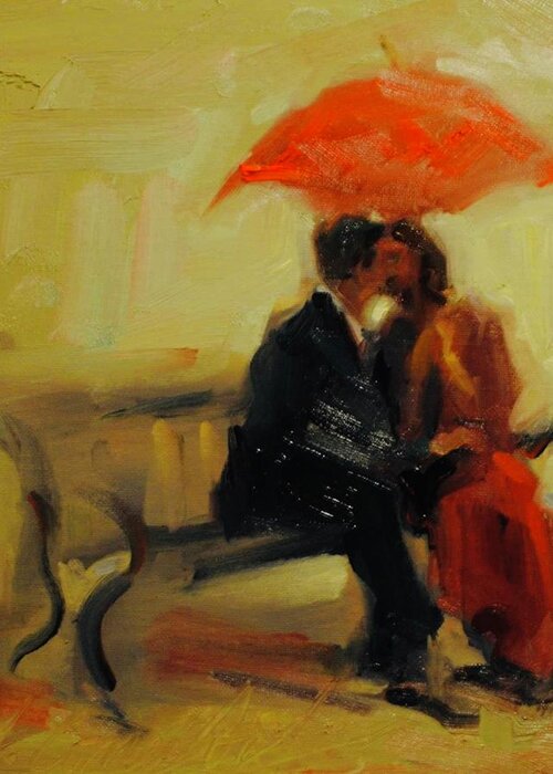 Couple Greeting Card featuring the painting Love by Ashlee Trcka