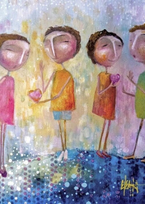 Love Greeting Card featuring the painting Love One Another by Eleatta Diver