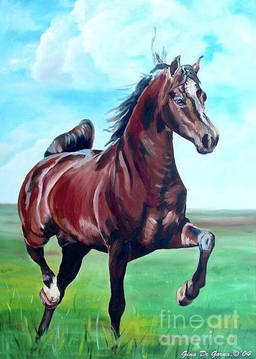 Horse Greeting Card featuring the painting Lovely by Gina De Gorna