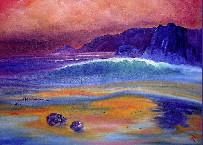 Low Tide - Calm Before The Storm Greeting Card featuring the painting Low Tide - Calm Before The Storm by Ran Andrews