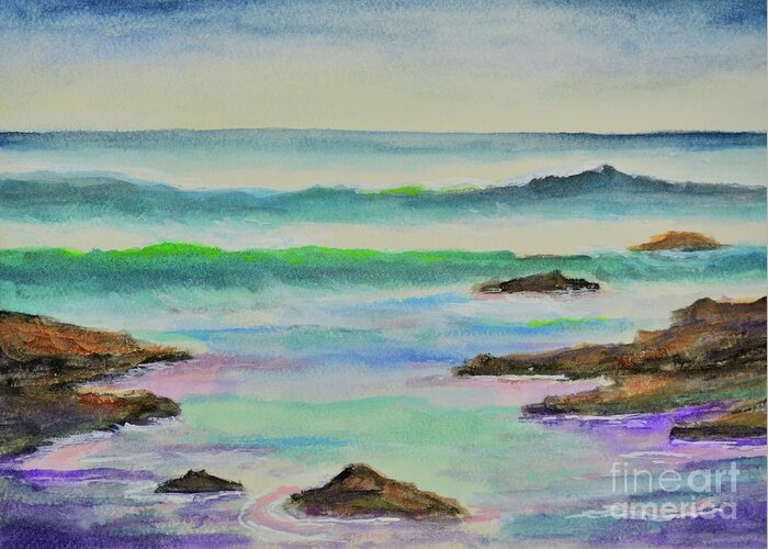Beach Greeting Card featuring the painting Low Tide by Mary Scott