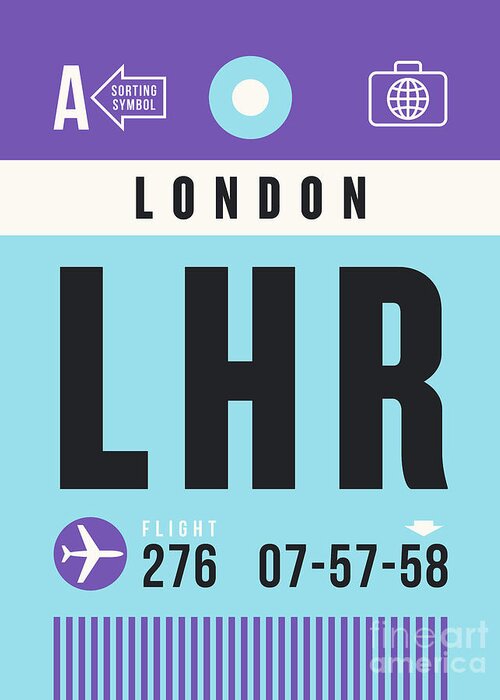 Airline Greeting Card featuring the digital art Luggage Tag A - LHR London England UK by Organic Synthesis