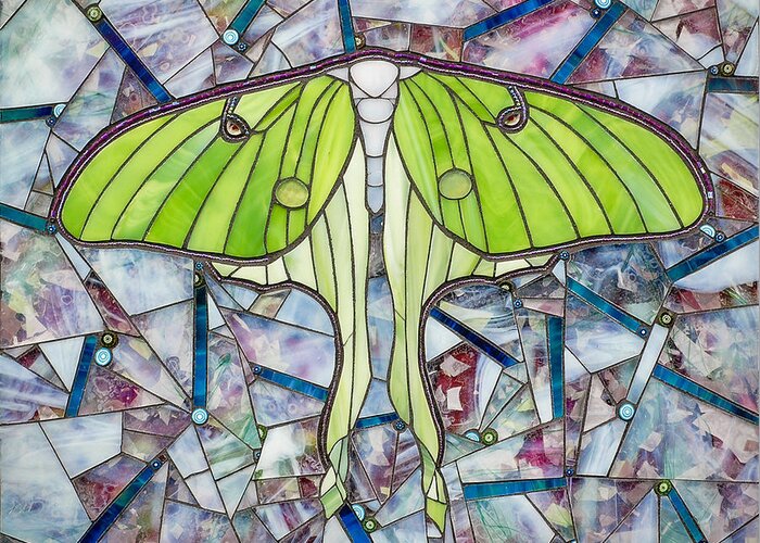 Luna Moth Greeting Card featuring the glass art Luna by Cherie Bosela