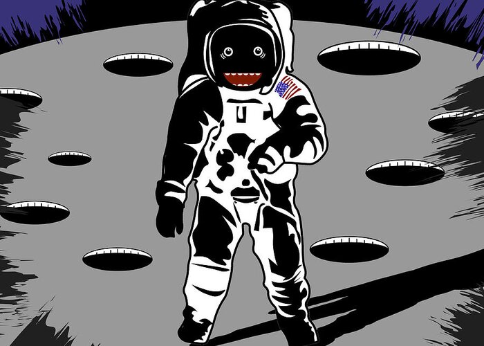 Red Greeting Card featuring the digital art Lunar Astronaut by Piotr Dulski