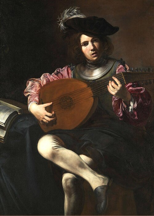 Lute Greeting Card featuring the painting Lute Player by Long Shot