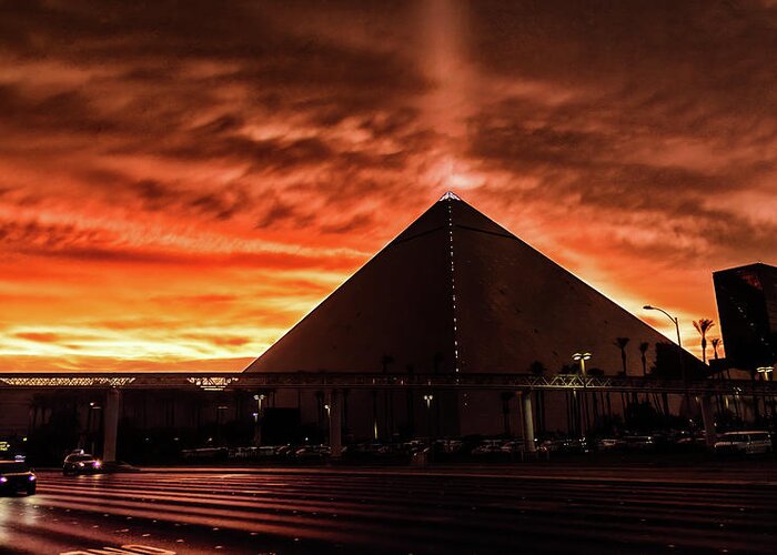  Greeting Card featuring the photograph Luxor Sunset Las Vegas by Michael W Rogers