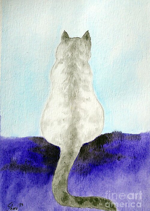 Cat Greeting Card featuring the painting Lynx Point Cat by Rohvannyn Shaw