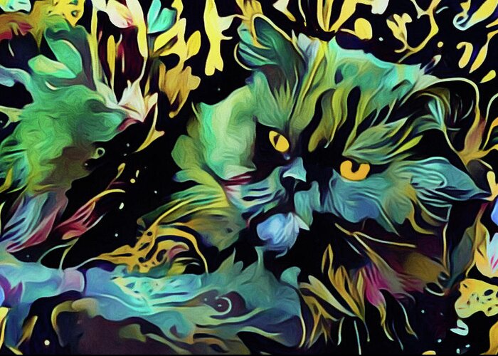 Cat Greeting Card featuring the digital art Macavity by Susan Maxwell Schmidt