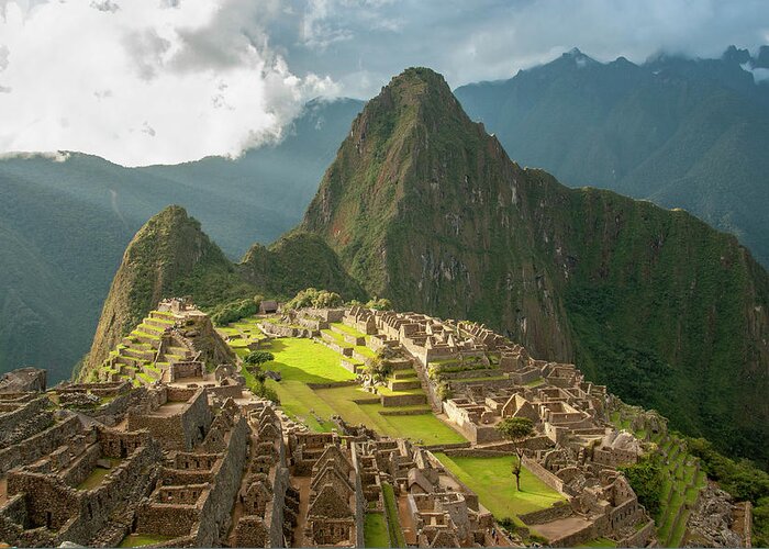 Peru Greeting Card featuring the photograph Machu Picchu by Karen Smale