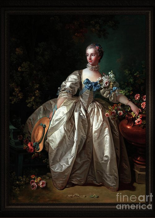Madame Bergeret Greeting Card featuring the painting Madame Bergeret by Francois Boucher Classical Fine Art Reproduction by Rolando Burbon