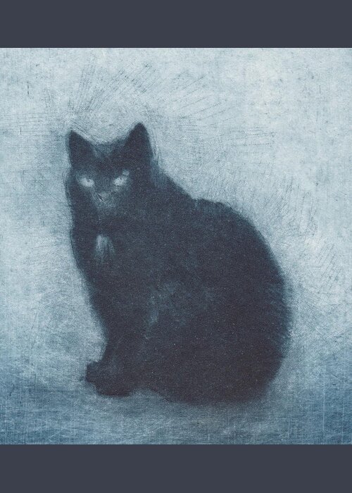 Cat Greeting Card featuring the drawing Madame Escudier - etching - cropped version by David Ladmore