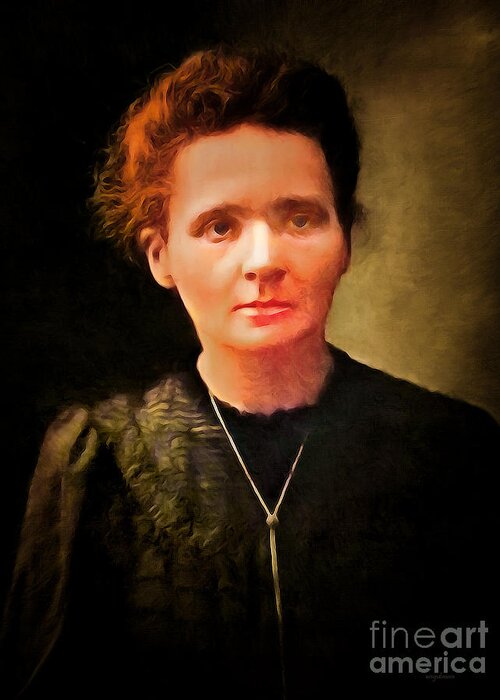 Wingsdomain Greeting Card featuring the mixed media Madame Marie Curie 20220512b by Wingsdomain Art and Photography