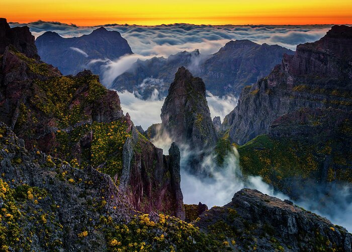 Madeira Greeting Card featuring the photograph Madeira Peaks by Evgeni Dinev
