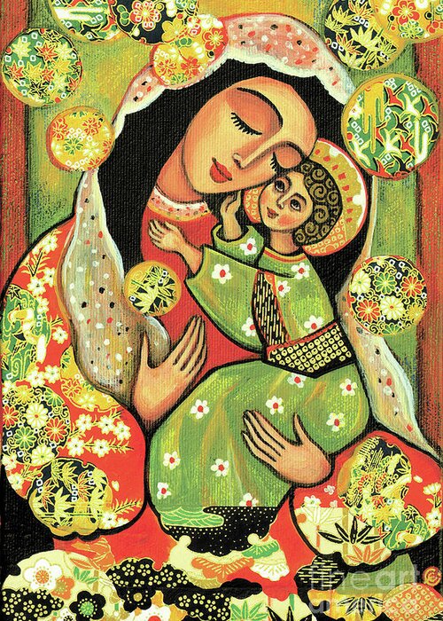Mother And Child Greeting Card featuring the painting Madonna and Child by Eva Campbell