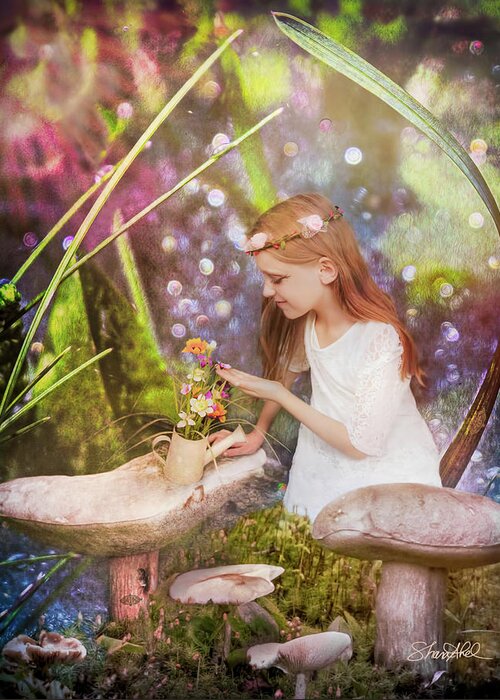 Magical Greeting Card featuring the photograph Magical Mushroom Garden by Shara Abel