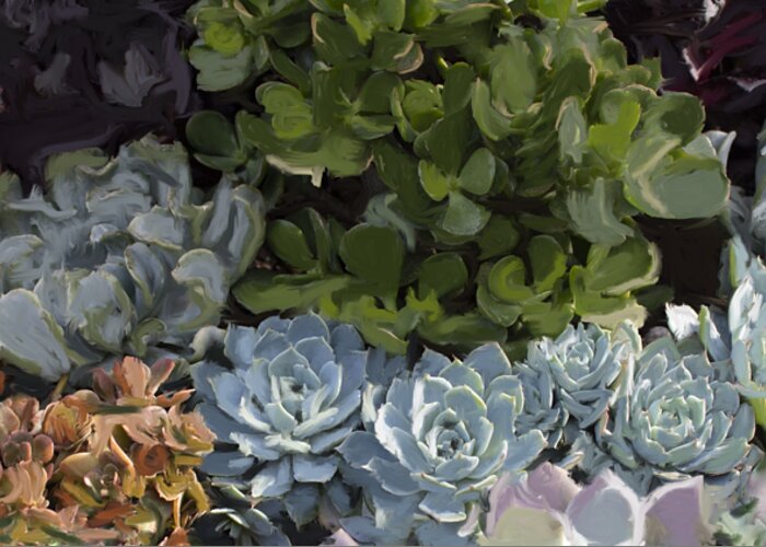 Succulents Greeting Card featuring the digital art Magical Succulents by Beth Cornell