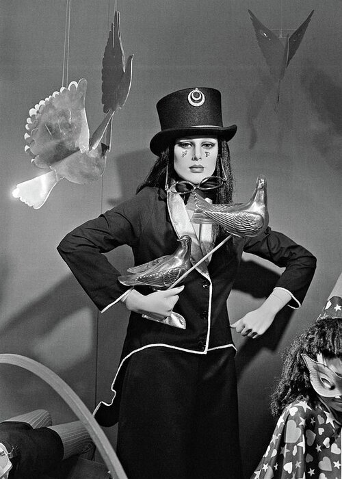 Mannequin Greeting Card featuring the photograph Magician dummy in a costume shop, West Berlin 1980 by Roberto Bigano