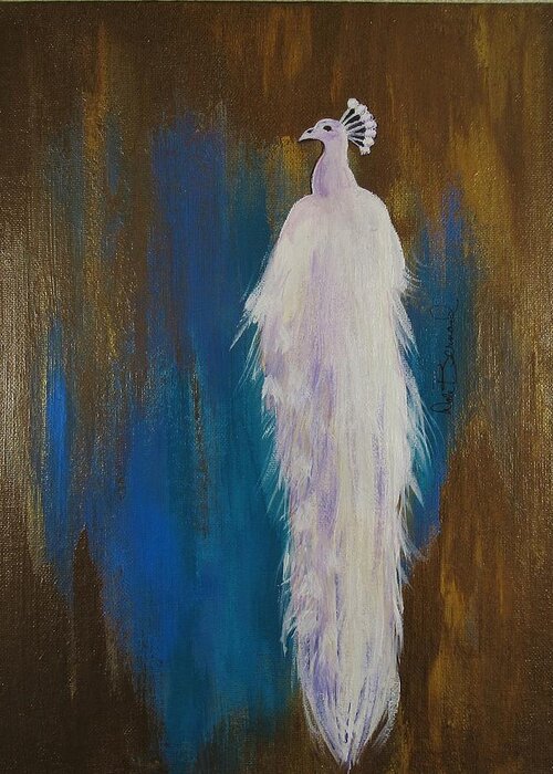 Peahen Greeting Card featuring the painting Magnificence by Dale Bernard