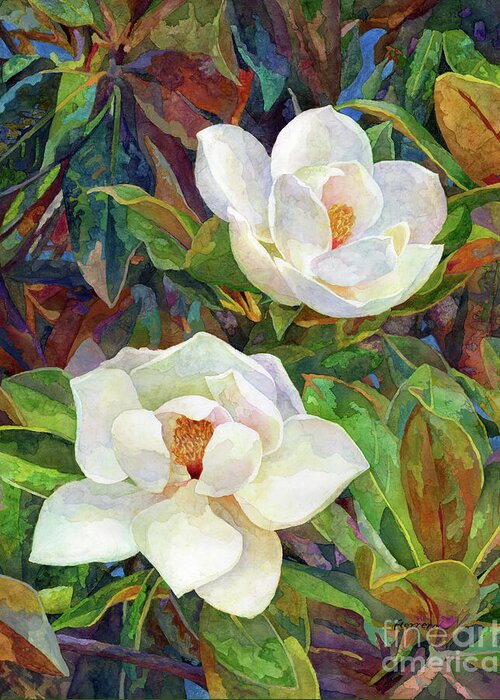 Magnolia Greeting Card featuring the painting Magnolia Delight by Hailey E Herrera