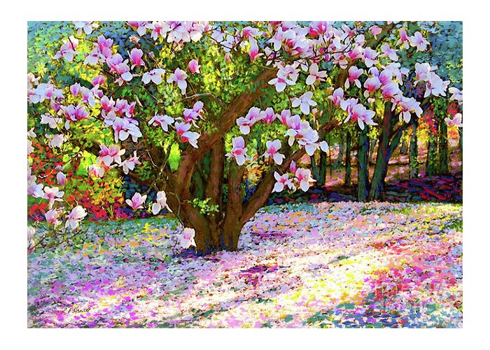 Landscape Greeting Card featuring the painting Magnolia Melody by Jane Small