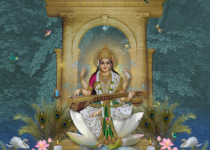  Greeting Card featuring the digital art Mahasarasvati by Richard Laeton