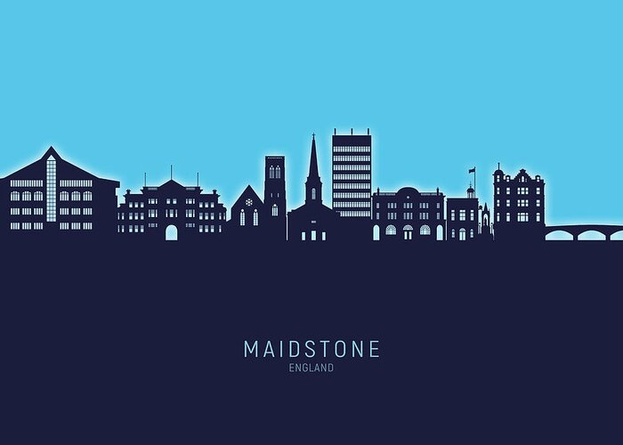 Maidstone Greeting Card featuring the digital art Maidstone England Skyline #51 by Michael Tompsett