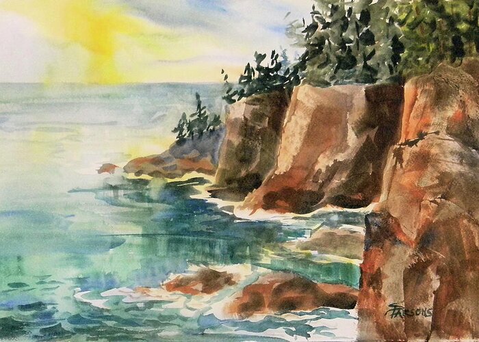 Parsons Greeting Card featuring the painting Maine Coast by Sheila Parsons