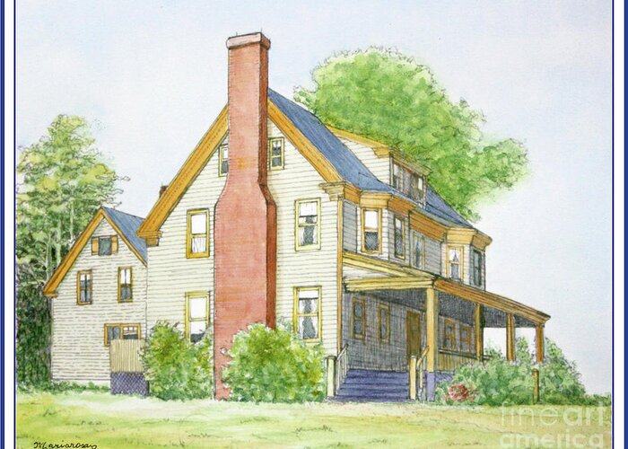 Art Greeting Card featuring the mixed media Maine House 2 by Mariarosa Rockefeller