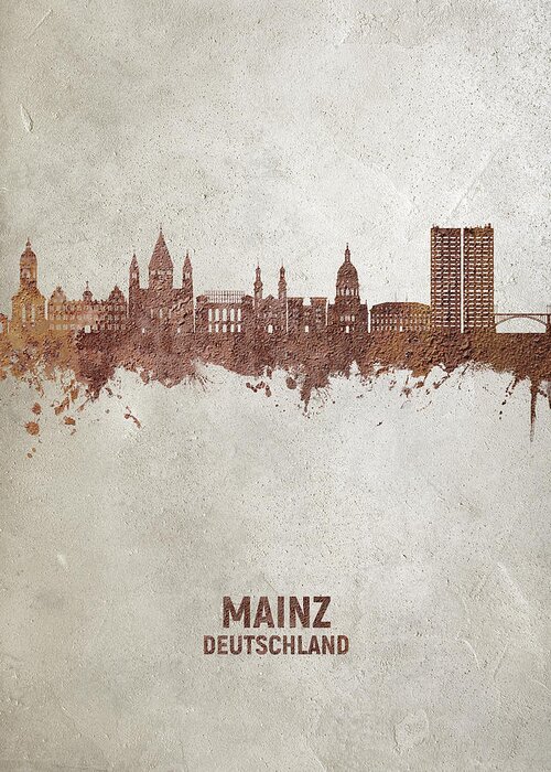 Mainz Greeting Card featuring the digital art Mainz Germany Skyline #05 by Michael Tompsett