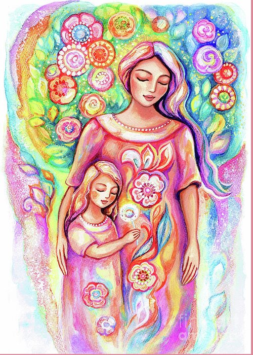 Mother And Daughter Greeting Card featuring the painting Making a Wish by Eva Campbell