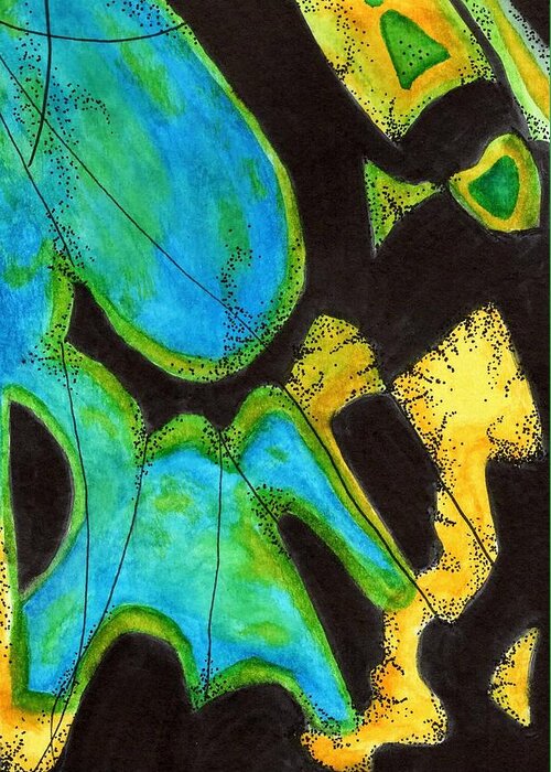 Yellow Greeting Card featuring the painting Malachite by Misty Morehead