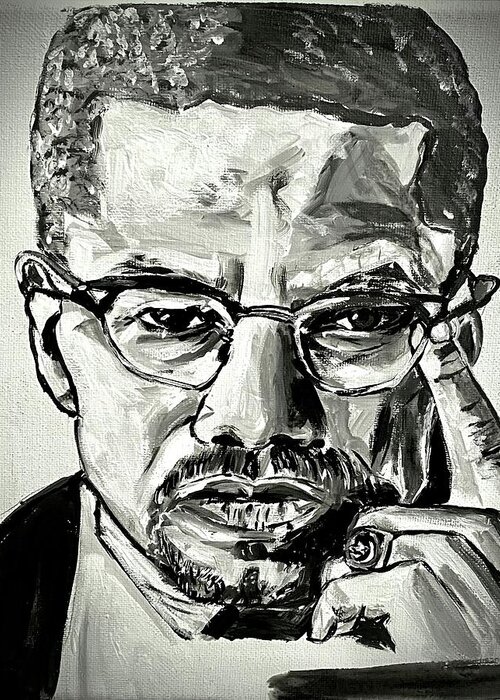  Greeting Card featuring the painting Malcom X by Shemika Bussey