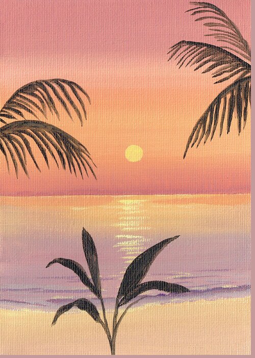 Sunset Greeting Card featuring the painting Maldives Sunset by Elizabeth Lock