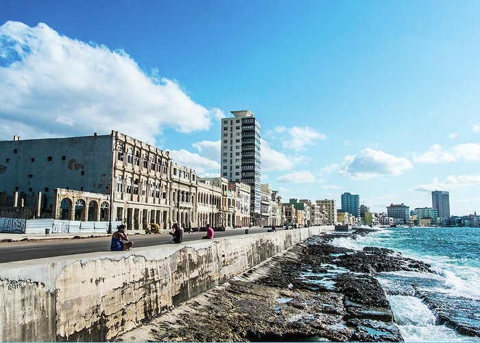 Cuba Greeting Card featuring the photograph Malecon full view. Havana. Cuba by Lie Yim