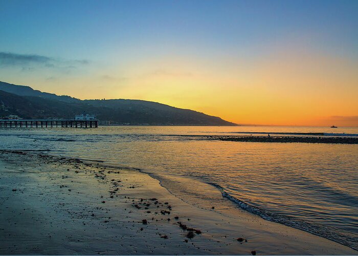 Beach Greeting Card featuring the photograph Malibu Surfrider Beach Sunrise by Matthew DeGrushe