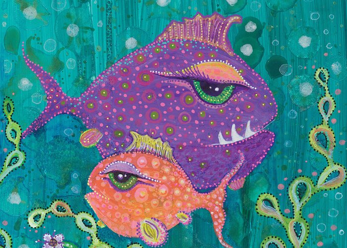 Fish School Greeting Card featuring the painting Fish School by Tanielle Childers