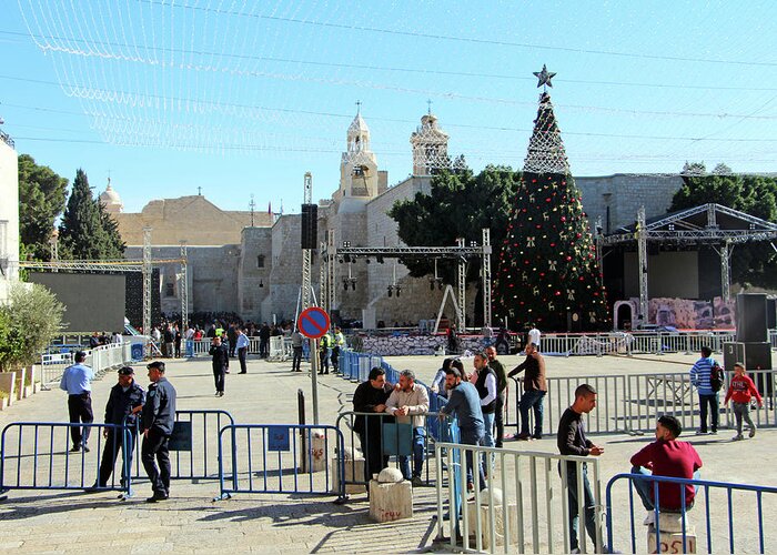 Bethlehem Greeting Card featuring the photograph Manger Square Christmas Tree by Munir Alawi