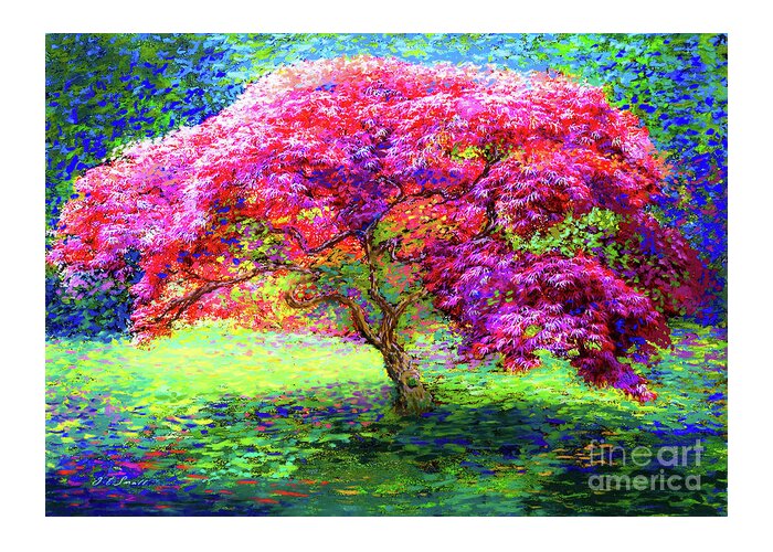 Tree Greeting Card featuring the painting Maple Tree Magic by Jane Small