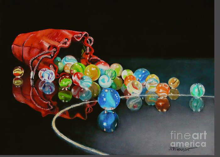 Marbles Greeting Card featuring the painting Marbles by Jeanette Ferguson