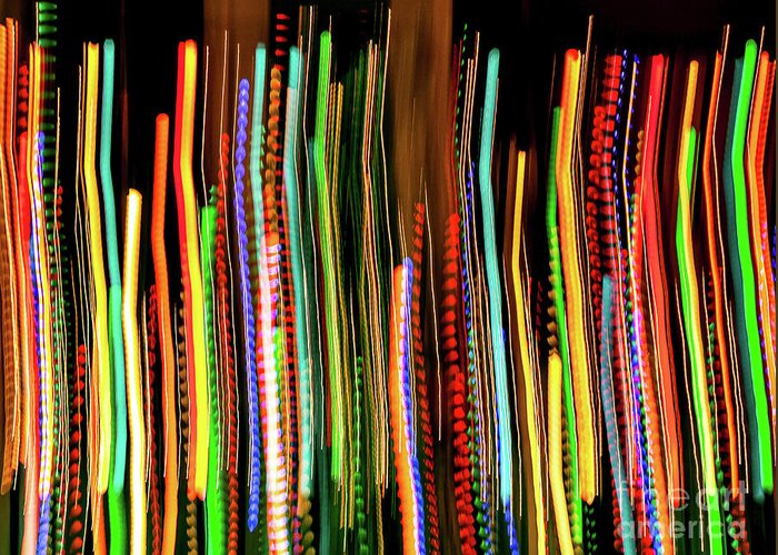 Abstract Greeting Card featuring the photograph March of the Christmas Lights by Dutch Bieber