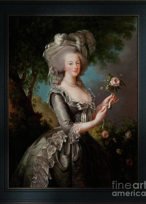 Marie Antoinette With A Rose Greeting Card featuring the painting Marie Antoinette with a Rose by Elisabeth-Louise Vigee Le Brun by Rolando Burbon