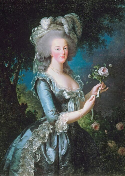 Marie Antoinette Greeting Card featuring the painting Marie Antoinette with a Rose by Long Shot