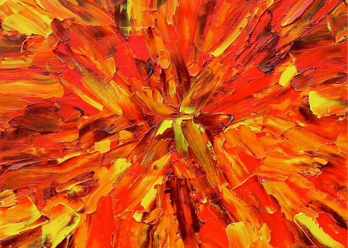 Marigold Greeting Card featuring the painting Marigold Inspiration 1 by Teresa Moerer