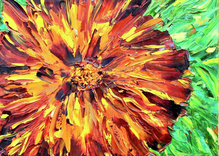 Marigold Greeting Card featuring the painting Marigold Inspiration 4 by Teresa Moerer