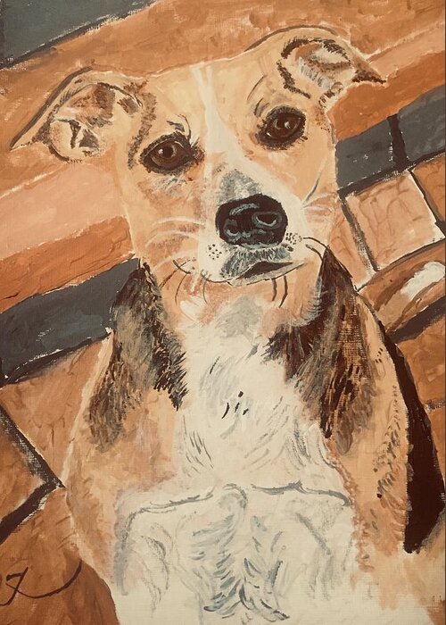 Dog Greeting Card featuring the painting Beagle Rescued From Jamaica by Melody Fowler
