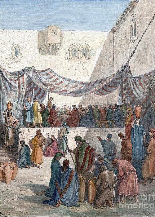 Archival Greeting Card featuring the photograph Marriage At Cana by Gustave Dore