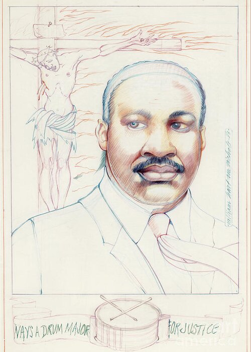 Martin Luther King Illustration Greeting Card featuring the drawing Martin Luther King by William Hart McNichols