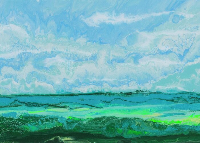 Seascape Greeting Card featuring the painting Marvin Key Channel by Steve Shaw