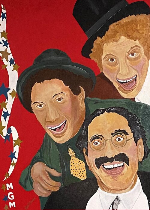  Greeting Card featuring the painting Marx Brother Hollwood by Bill Manson
