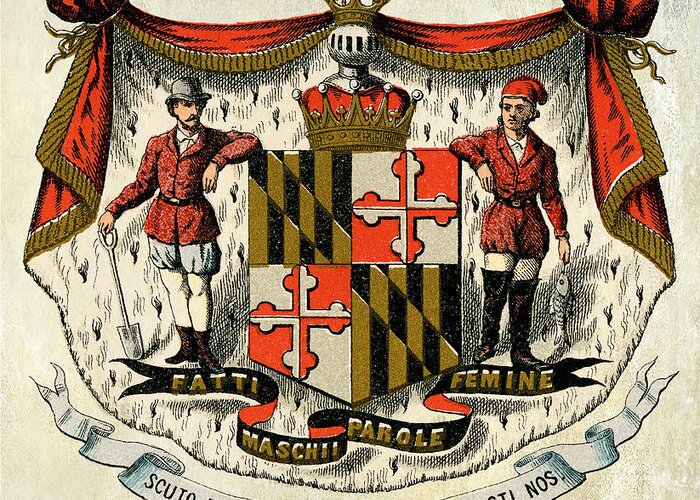 Maryland Coat Of Arms Greeting Card featuring the photograph Maryland Coat of Arms 1876 by Jon Neidert